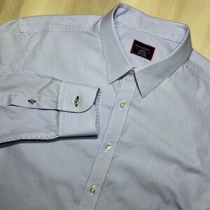 Untuckit Shirt Mens Large Long Sleeve Button Up Blue And White Striped Casual